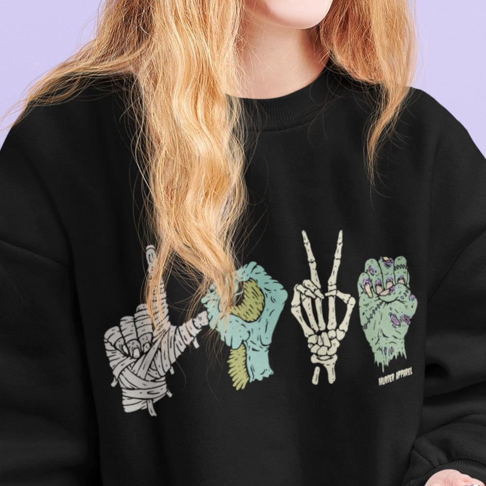 Monster Love Sign Language Cute ASL Graphic Cozy Unisex Statement Sweater